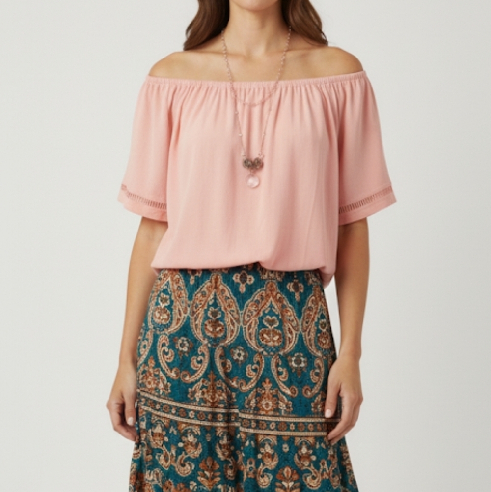 MICHAEL KORS Peachy Peasant Popover Convertible Top NWT